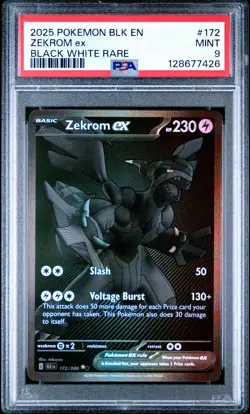 2025 POKEMON BLK EN-BLACK BOLT BLACK WHITE RARE #172 ZEKROM EX PSA 9 - Image 1