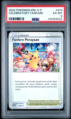 2022 POKEMON INDONESIAN S PROMO #374 CELEBRATORY FANFARE PSA 6 - Image 1