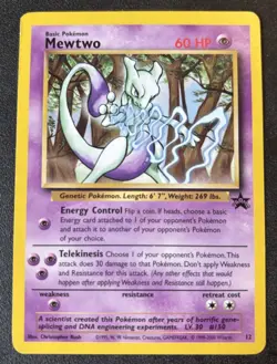 Mewtwo 12/53 WoTC Promo Pokemon TCG Original Near MINT RARE Card - Image 1