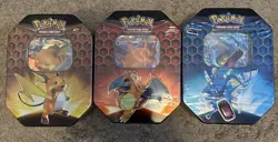 Pokemon Hidden Fates Charizard, Gyarados, Raichu GX Tins Sealed Set of 3 - Image 1