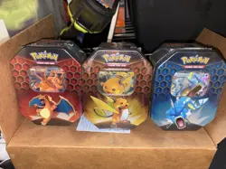 Pokemon Hidden Fates GX Tins Art Set of 3 Sealed - Charizard Raichu Gyarados - Image 1