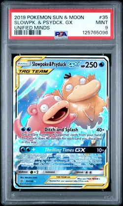 2019 POKEMON SUN & MOON UNIFIED MINDS #35 SLOWPOKE & PSYDUCK GX PSA 9 - Image 1