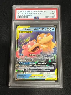 2019 POKEMON SUN & MOON UNIFIED MINDS #35 SLOWPOKE & PSYDUCK GX PSA 9 - Image 3