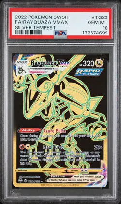 2022 POKEMON SWORD & SHIELD SILVER TEMPEST #TG29 FULL ART/RAYQUAZA VMAX PSA 10 - Image 1