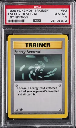 1999 POKEMON BASE SET 1ST EDITION #92 ENERGY REMOVAL PSA 10 - Image 1