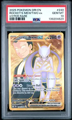 2025 Pokemon Rocket's Mewtwo Ex Hyper Rare Holo PSA 10 Gem Mint #240 - Image 1