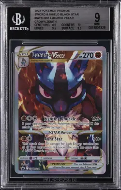 2023 POKEMON SWORD & SHIELD CROWN ZENITH PROMO #SWSH291 LUCARIO VSTAR BGS 9 - Image 1