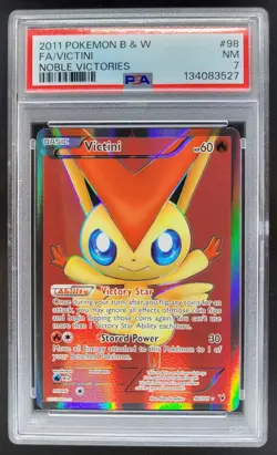2011 Pokemon Black & White Noble Victories Victini Full Art #98/101 PSA 7 NE - Image 1
