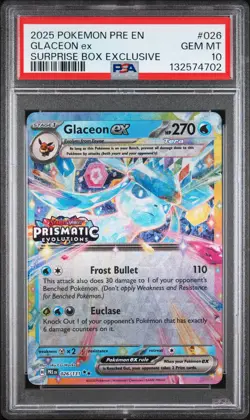 2025 POKEMON PRE SURPRISE BOX EXCLUSIVE #026 GLACEON EX PSA 10 - Image 1