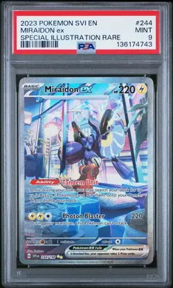 2023 POKEMON SVI EN-SCARLET & VIOLET SPECIAL ILLUSTRATION RARE MIRAIDON EX PSA 9 - Image 1