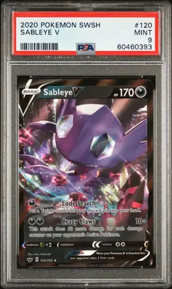 2020 POKEMON SWORD & SHIELD #120 SABLEYE V PSA 9 - Image 1