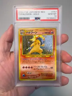 Pokemon PSA 10 GEM MINT 2000 Typhlosion Japanese Neo Genesis Partial Swirl - Image 1