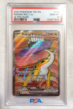 PSA 10 Raging Bolt Ex #196 2024 Pokemon Tef En-Temporal Forces 123359574 - Image 1