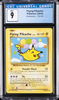 2016 POKEMON EVOLUTIONS #110/108 FLYING PIKACHU CGC 9 - Image 1