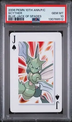 PSA 10 2006 POKEMON CENTER 10TH ANNIVERSARY PLAYING CARDS BLUE DECK SCYTHER BLUE - Image 1