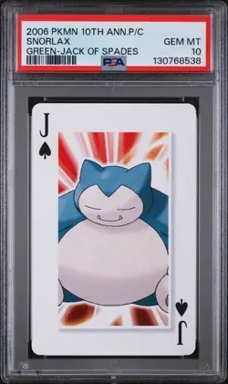 PSA 10 2006 POKEMON CENTER 10TH ANNIVERSARY PLAYING CARDS GREEN DECK SNORLAX - Image 1