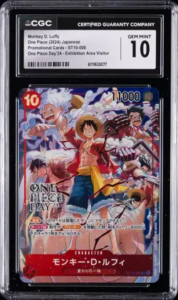 2024 ONE PIECE JPN PROMO CARDS #ST10-006 MONKEY D. LUFFY CGC 10 GEM MINT - Image 1