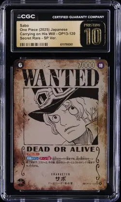 2025 ONE PIECE JPN CARRYING ON HIS WILL #OP13-120 SABO CGC 10 PRISTINE - Image 1