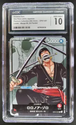 2022 One Piece Romance Dawn JP Roronoa Zoro Alternate Art #OP01-001 CGC 10 D RC7 - Image 1
