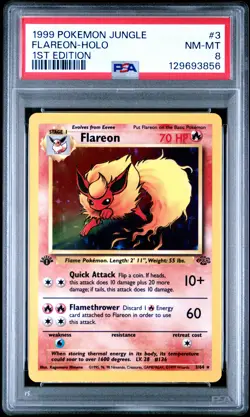 1999 Pokemon Jungle 1st Edition Flareon-Holo 8 PSA #3 - Image 1