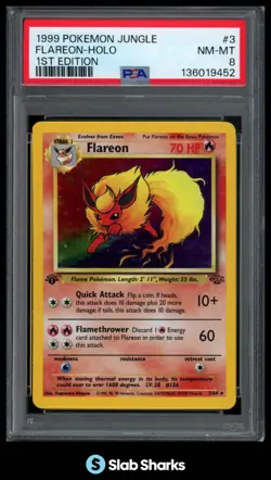 1999 POKEMON JUNGLE 1ST EDITION #3/64 FLAREON HOLO PSA 8 - Image 1