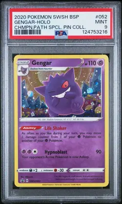 PSA 9 Mint Gengar Champion's Path Special Pin Coll. Pokemon Holo Promo SWSH 052 - Image 1