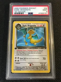 PSA 9 MINT Dark Dragonite 22 Team Rocket 1st Edition Pokemon Card - Image 1