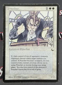 MTG Preacher- DAMAGED -The Dark Magic the Gathering Card # 016 - Image 1
