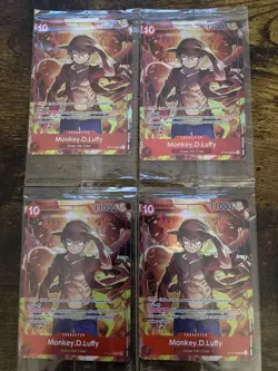 Monkey.D.Luffy Treasure Booster Set ST10-006 One Piece Promo Card Foil SEALED x4 - Image 1