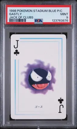 1998 POKEMON STADIUM BLUE VERSION PLAYING CARDS JACK OF CLUBS GASTLY PSA 9 - Image 1