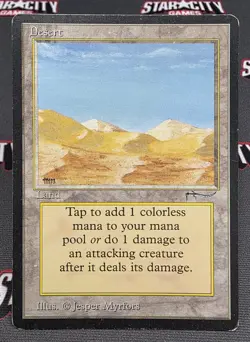 MTG Desert- DAMAGED -Arabian Nights Magic the Gathering Card # 072 - Image 1