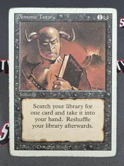 MTG Demonic Tutor- DAMAGED -3rd Edition Magic the Gathering Card # 105 - Image 1