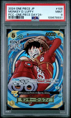 2024 ONE PIECE JPN PREM CARD COLL ONE PIECE DAY'24 #109 MONKEY D. LUFFY PSA 9 - Image 1