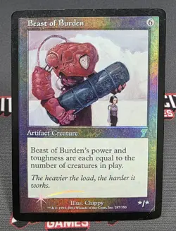 MTG FOIL Beast of Burden- DAMAGED -7th Edition Magic the Gathering Card # 287 - Image 1