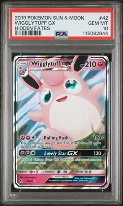 2019 POKEMON SUN & MOON HIDDEN FATES #42 WIGGLYTUFF GX PSA 10 - Image 1