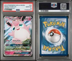 2019 POKEMON SUN & MOON HIDDEN FATES #42 WIGGLYTUFF GX PSA 10 - Image 3