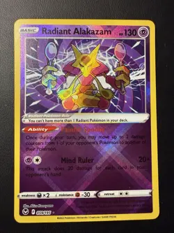 Radiant Alakazam #059/195 MP - Pokemon TCG: Sword and Shield - Silver Tempest - Image 1