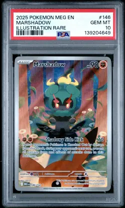 2025 Pokemon Mega Evolution Marshadow Illustration Rare #146 PSA 10 GEM MINT - Image 1