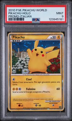 2010 POKEMON WORLD COLL ITALIAN-DO NOT USE PIKACHU-HOLO PSA 9 - Image 1