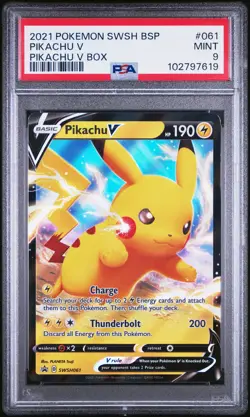 2021 POKEMON SWSH BLACK STAR PROMO PIKACHU V BOX #061 PIKACHU V PSA 9 - Image 1