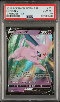 2022 POKEMON SWSH BLACK STAR PROMO #201 ESPEON V PSA 10 - Image 1