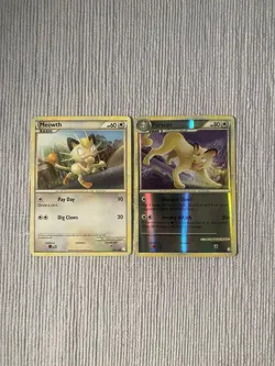 Pokemon TCG Meowth Regular And Persian Reverse Holo HeartGold SoulSilver LP-MP - Image 1