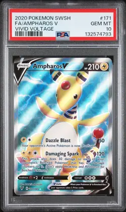 2020 POKEMON SWORD & SHIELD VIVID VOLTAGE #171 FULL ART/AMPHAROS V PSA 10 - Image 1