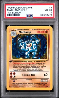 1999 POKEMON BASE SET 1ST EDITION #8 MACHAMP-HOLO PSA 4 - Image 1