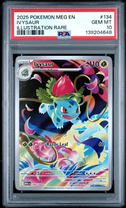 2025 Pokemon Mega Evolution Ivysaur Illustration Rare #134 PSA 10 GEM MINT - Image 1