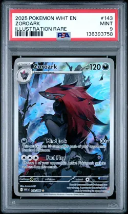 2025 POKEMON WHT EN-WHITE FLARE ILLUSTRATION RARE #143 ZOROARK PSA 9 - Image 1