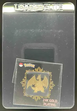 2023-24 Pokemon Korea Charizard 24K Gold Plating Metal Sticker - Image 1