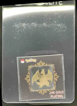 2023-24 Pokemon Korea Charizard 24K Gold Plating Metal Sticker - Image 1
