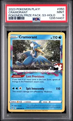 2023 POKEMON PLAY! POKEMON PRIZE PACK: SERIES 3 HOLO #050 CRAMORANT PSA 9 - Image 1