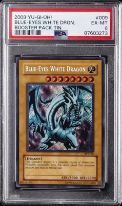 2003 YU-GI-OH! BOOSTER PACK TIN #009 BLUE-EYES WHITE DRAGON PSA 6 - Image 1